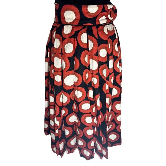 H&M Tribute to Marimenko Full Pleated Skirt Sz 4 Geometric Black Orange Ivory - Picture 3 of 16